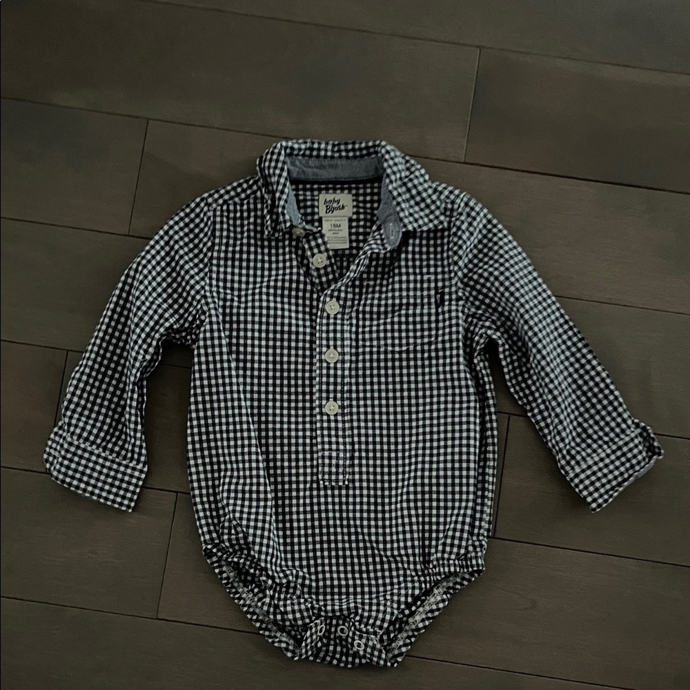 OshKosh B'gosh Black & White Gingham Button-Down Bodysuit